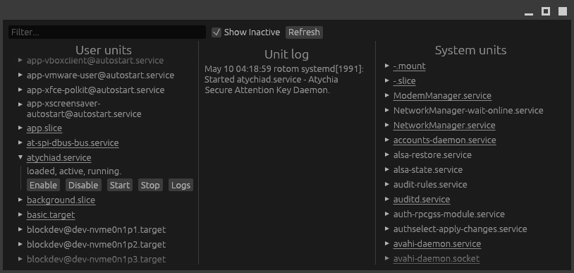 Screenshot of System Control