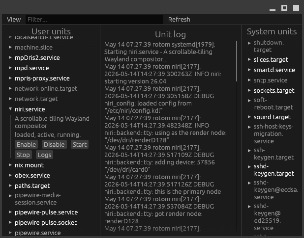 Screenshot of System Control